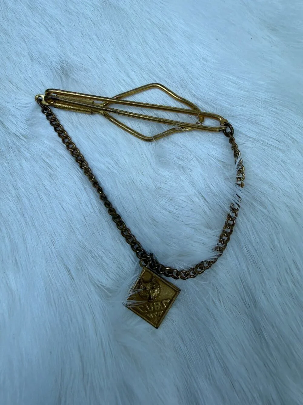 Vintage 60s Cub Scouts Boy Scouts Tie Bar Hanging Chain Diamond-Shaped Charm